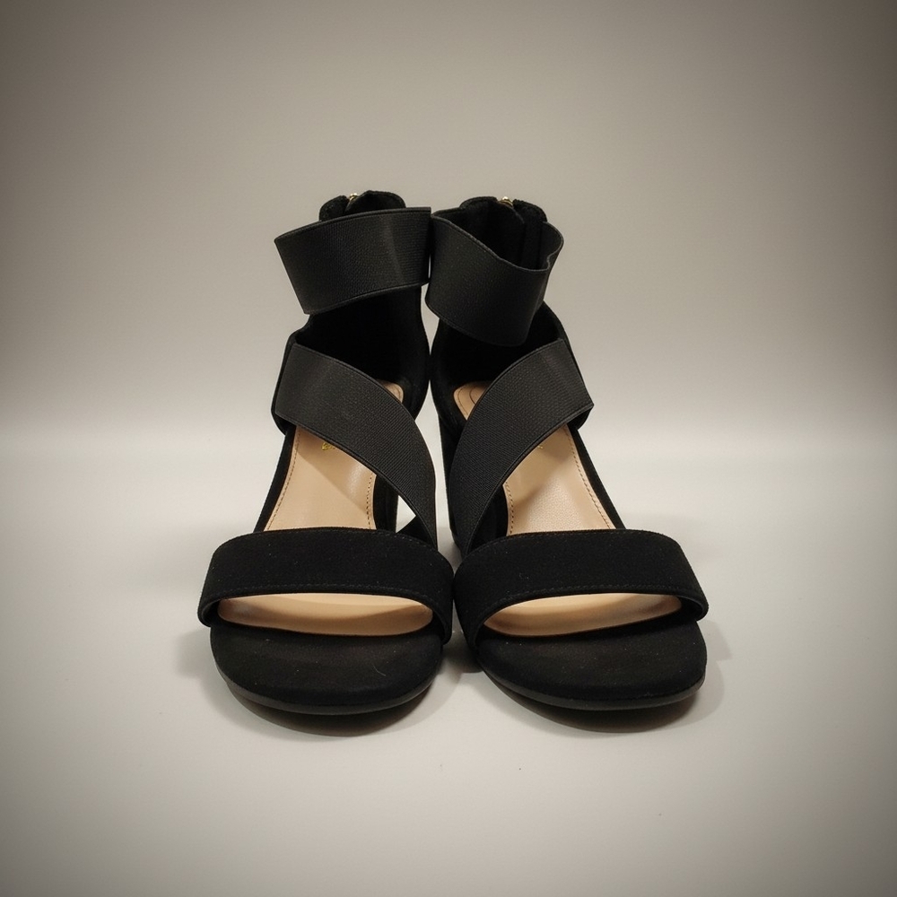 Women's Black Crisscross Ankle Strap Heels